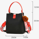 New Retro Bucket Women'S Bag Korean Fashion Wild Handbag Wide Shoulder Stra