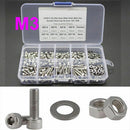320pcs M3 Stainless Steel Hex Screw Nuts Bolt Cap Socket Assortment Kit Set Box