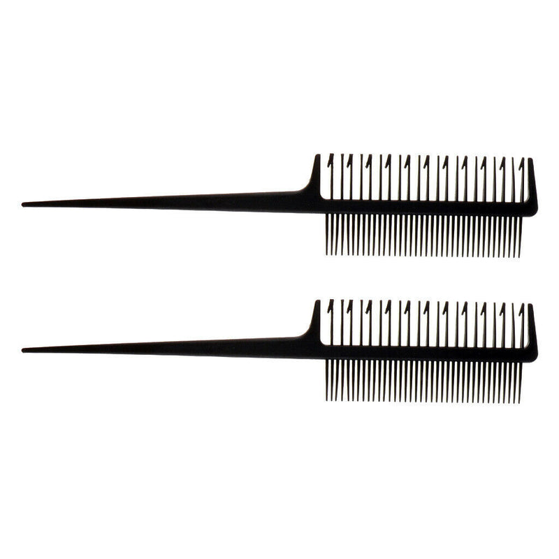 2Pcs 2-Way Dye Coloring Highlighting Weaver Comb for Highlights Black 8.7''