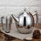 1.5L Stainless Steel Teapot Coffee Pot With Tea Leaf Strainer Infuser Filter