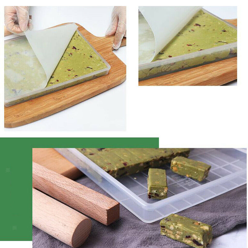 1 Set Nougat Making Tools, Food Use Grade Plastic Mold, Non-stick Mat, Wood
