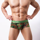 Mens Green Camo T Shirt Summer Sports Tops  Brief Swim Trunk Set