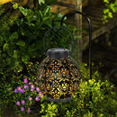 Retro Solar LED Lamp Garden Iron Hanging Lantern Landscape Light (B Black)