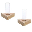 2pcs Planter Test Tube Flower Bud Vase Tabletop Glass Pots in Wooden Stand