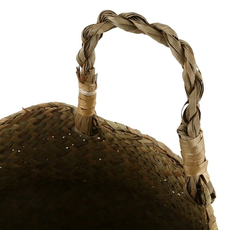 Seagrass Wickerwork Basket Rattan Foldable Hanging Flower Pot Planter F4F4