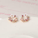 1pair Women's Crystal Rhinestone Flower Dangle Stud Earrings Jewelry