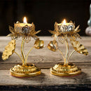 Golden Silk Hollow Lotus Candle Ghee Lamp Holder For The Buddha Candle Hold