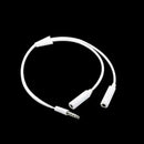 3.5mm AUX Audio Mic Splitter Cable Earphone Headphone Adapter 1 Male To 2-F S9E5