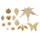 13pcs Leaves Charms Pendants Beads Caps Findings for DIY Bridal Hair Jewelry