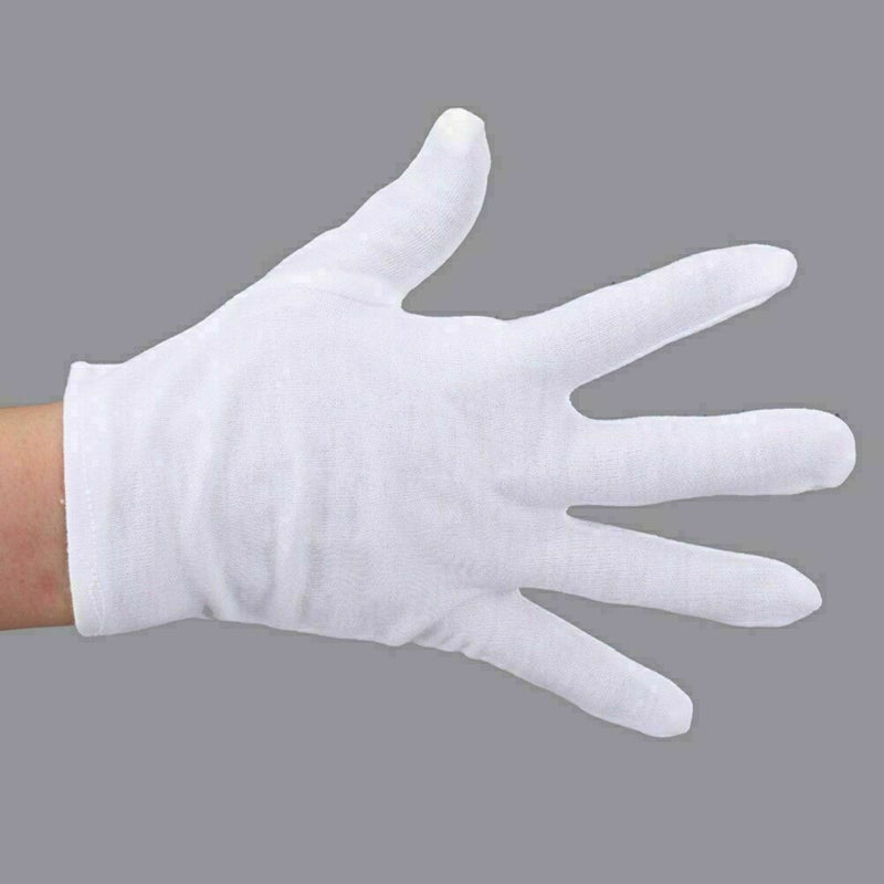 5Pair White Cotton Gloves Khan Cloth Quality Check Warm Rituals Play Gloves K2C9