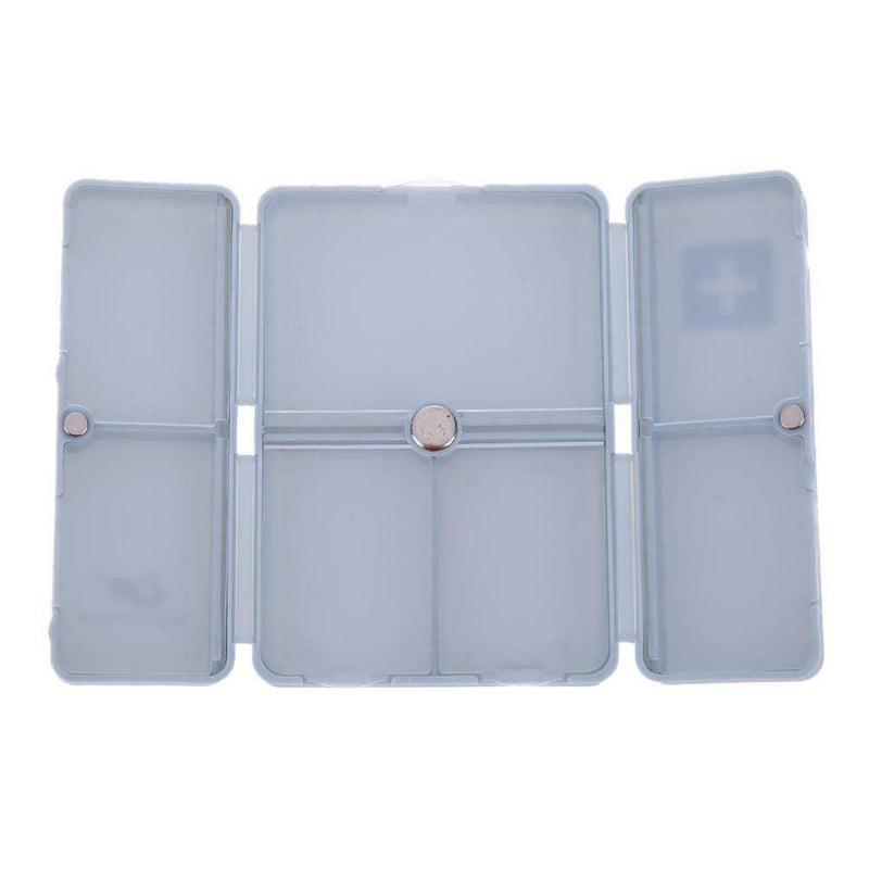 7 Grids Weekly Pill Box Magnet Lid Tablet Storage Box Pill Splitter(Blue)