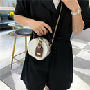 Mini Round Tote Shoulder Bag Women Leather Chain Messenger Purse (2 White)