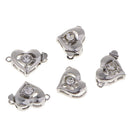 5pcs Rhinestone Love Heart Box Clasp DIY Wedding Jewelry Connector Findings
