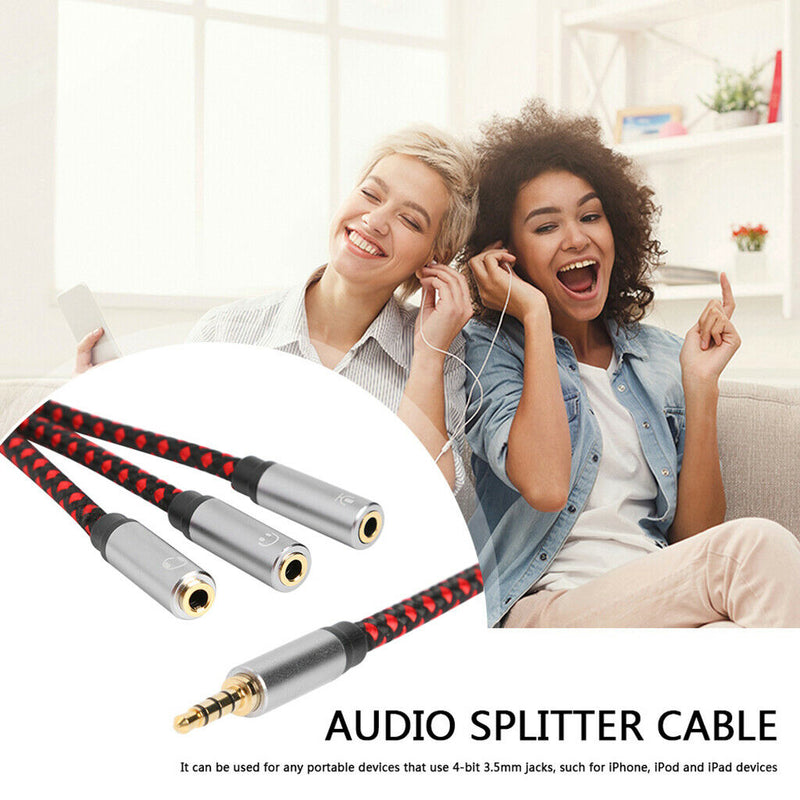 11.8 inch 3.5mm Male to 3X Female Splitter Audio Cable 3 Way Splitter