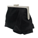 Black Satin Crystal Clustered Buckle Evening Clutch Bag Handbag Prom Purse