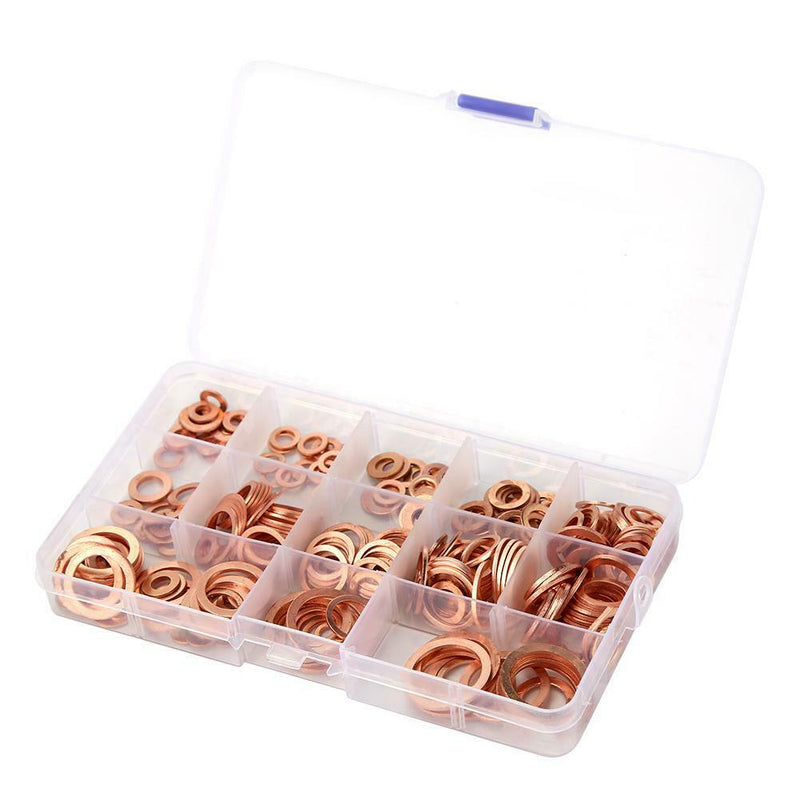 280pcs Solid Copper Washer Flat Ring Gasket Sump Plug Oil Seal Fittings
