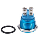 5X(16mm Flush Mounted Momentary SPST Blue Stainless Steel Round Push Butto B8E5)