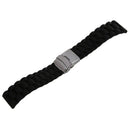 Black Silicone Watch Strap Waterproof Diving Band with Folding Clasp 24 mm