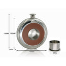 Round Stainless Steel Pocket Flask With Build-In Shot Glass 5Oz Hip Flask M J2M2