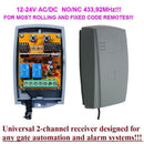 Universal 433.92Mhz 2Channel Remote Control Switch Receiver Motor 12-24V Durable