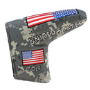 Golf Headcover USA Flag Pattern Putter Protective Cover Mallet Club Sleeve Bag