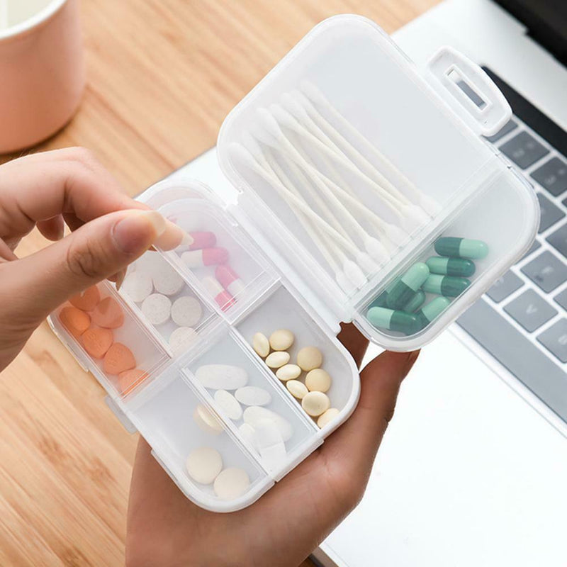 Portable Pill Box Separate Dispenser Tablet Medicine for Travel Home (Blue)