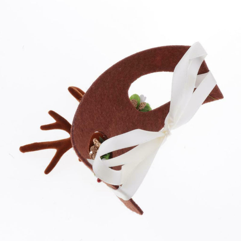 Pet Antlers Headwear Christmas Party Cat Head Decoration with Flowers S/M S