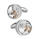 Brass Faux Mechanical Gear Steampunk Watch Movement Round Dress Cufflink