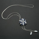 Women Cubic Zirconia Flower Long Adjustable Chain Pendant Sweater Necklace  I7M9