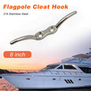Stainless Steel Flagpole Rope Cleat Fixed Hook Boat Accessories (6 inch) A
