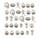 30Pack Sport Theme Charms Mixed Rugby Player Glove Pendants for DIY Findings