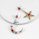 Fashion Women Star Moon Sun Crystal Charm Drop Dangle Earrings Jewelry Gift