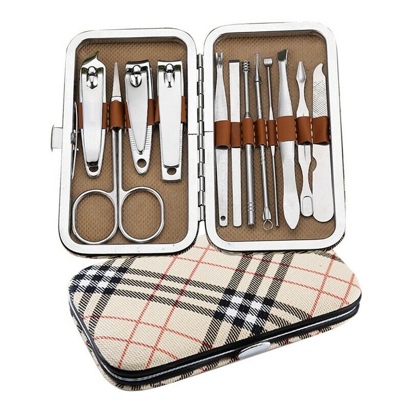 12Pcs/Set Professional Women Stainless Steel Nail Clippers Cleaner Pedicure S7U4