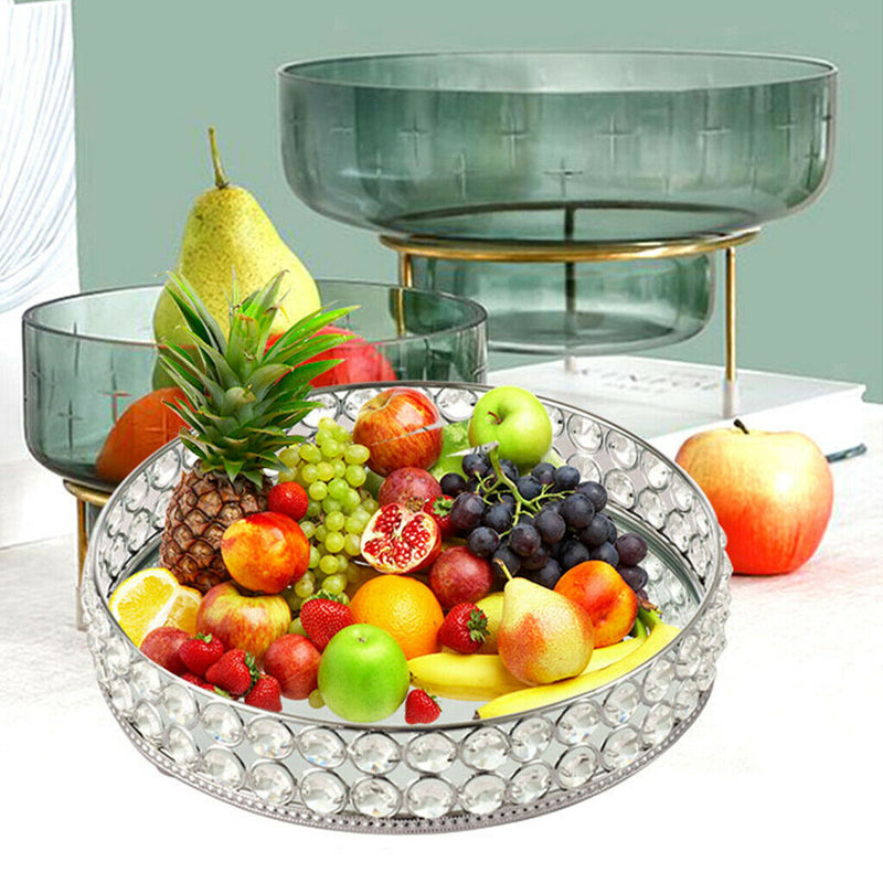 Crystal Vanity Makeup Tray Large Storage Ornate Jewelry Trinket Cosmetic Tray
