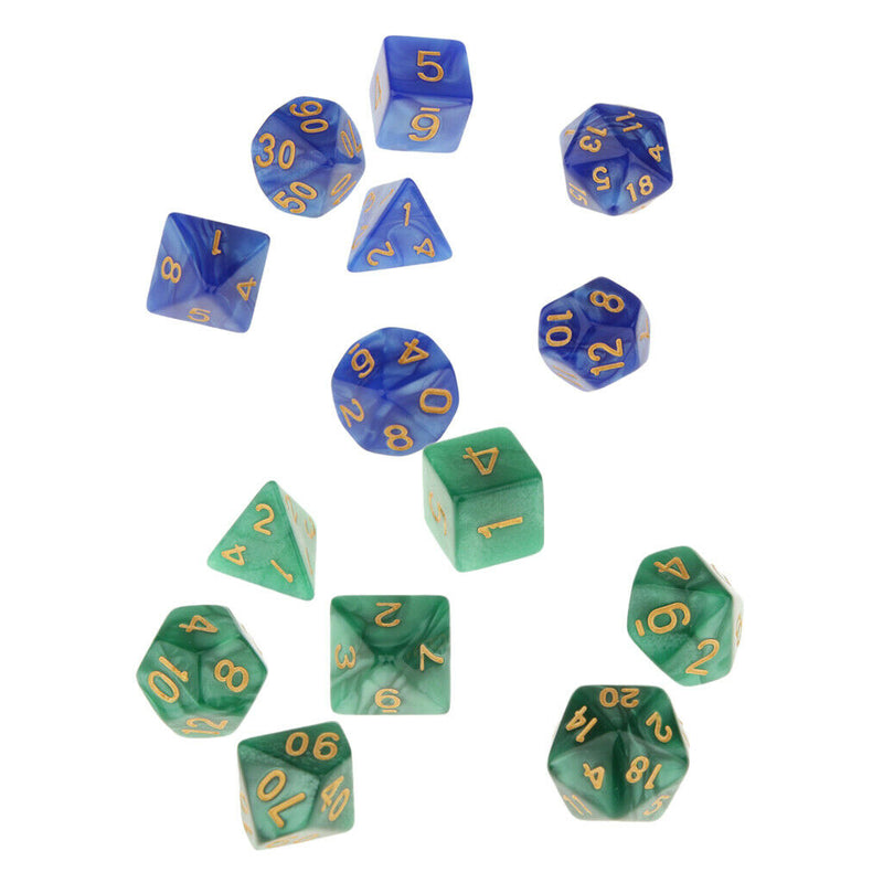 14 Pieces Acrylic Polyhedral Digital Dices Die for Party Casino Pub Card Game