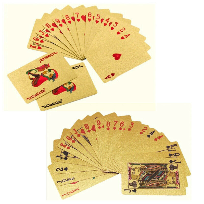 Waterproof Plastic Play Cards Poker Deck Magic Card Pvc Black Foil Golden Set