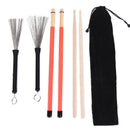 1 Pair 5A Drum Sticks Wood Drumsticks Set 1 Pair Drum Brushes Drum Stick Brus FT
