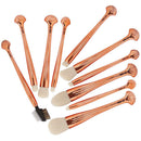 10pcs Professional Rose Red Shell Makeup Brushes White Hair Cosmetic Tool