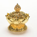 7CM Chinese Alloy Copper Lotus Flower Shape Statue Incense Burner Censer MO