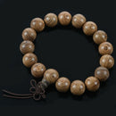 Buddhist Brown 11mm Diameter Wooden Beads Elastic Bracelet