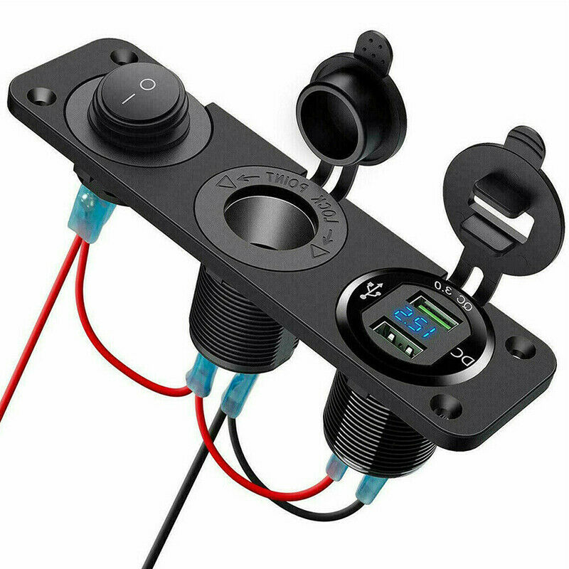3 in 1 12V Car Cigarette Lighter Socket Splitter Dual USB Charger Power Adapter