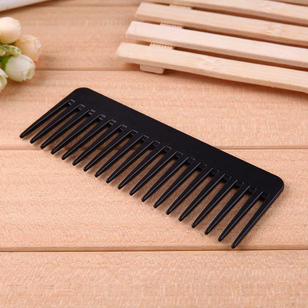 Black Plastic Wide Teeth Comb Wavy Hair Styling Detangling Wide Comb