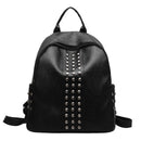 Punk Women Rivets PU Leather Zipper Backpack Teen Girls Casual Shoulder Bag A