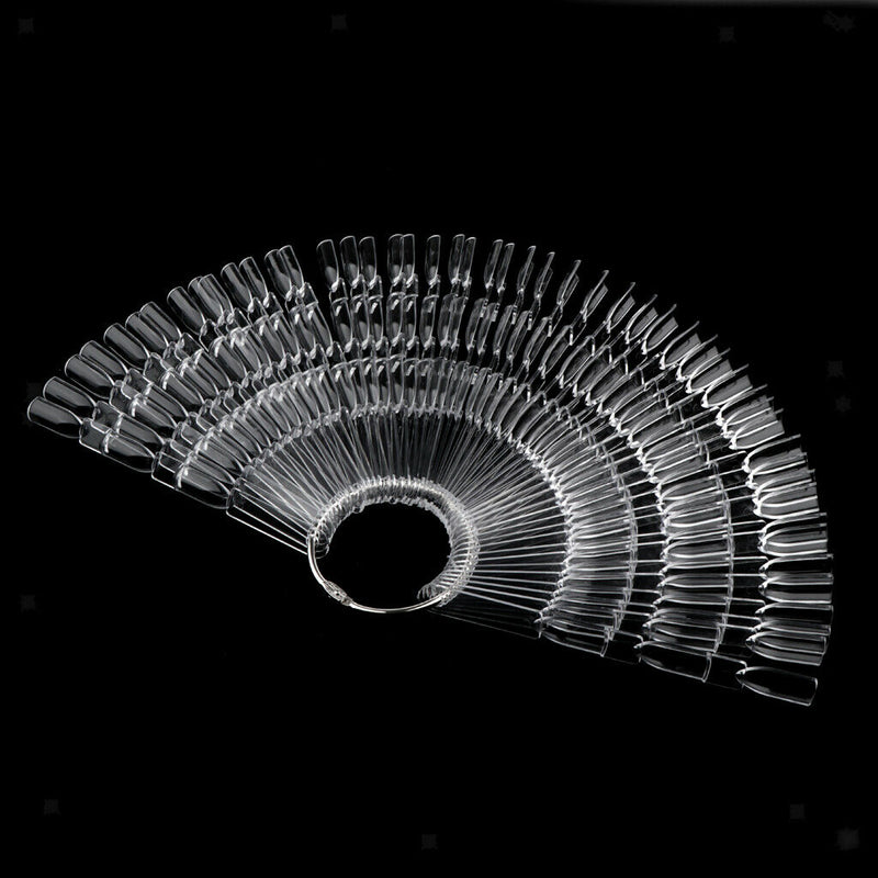 50 Piece Fan-Shaped False Nail Art Polish Gel Display Chart 150 Tips Clear