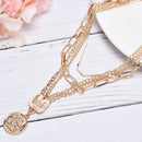 Fashion Women Multilayer Portrait Coin Pendant Choker Necklace Jewelry Gifts FT