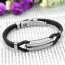 Men's Cool 316L Stainless Steel Black Rubber Wristband Bracelet Bangle Jewelry