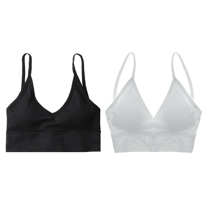 2x Bustier Crop Top Bralette Women Padded Bra Women Sports Bra Soft Spaghetti