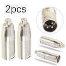 2pcs Metal XLR 3 Pin Male to RCA Female Audio Jack Adapter Plug Connector