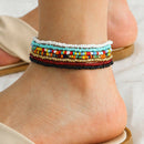 7pcs/set Colorful  Handmade Beaded Anklet Bracelet Women Adjustable Foot Jew Gw