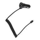 Micro USB Car Fast Charger Adapter with Coiled  Cable & Dual Ports